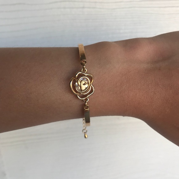 NWOT Gold rose bracelet with adjustable straps - Picture 2 of 5